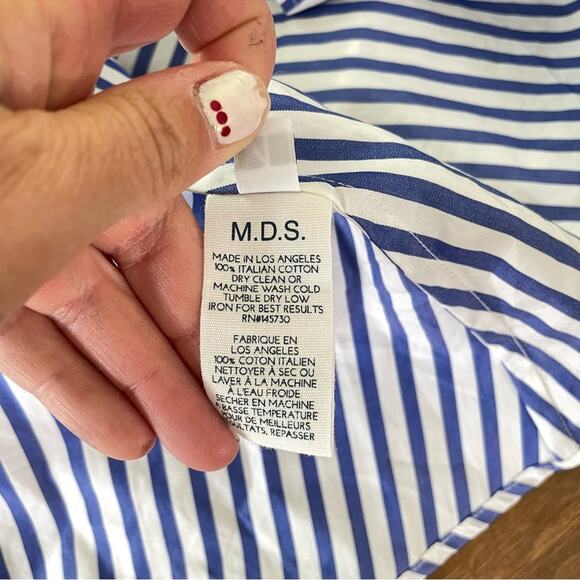 Mark D Sikes MDS | Women’s Ruffle High-Low Maxi Skirt Size 4 Blue & White Stripe - Picture 8 of 11